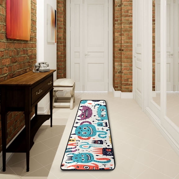 Monsters Blue Runner Rug Ares Rug Non-Slip Laundry Rug 7224 inch Soft Washable for Bedroom Bathroom Kitchen Living Room
