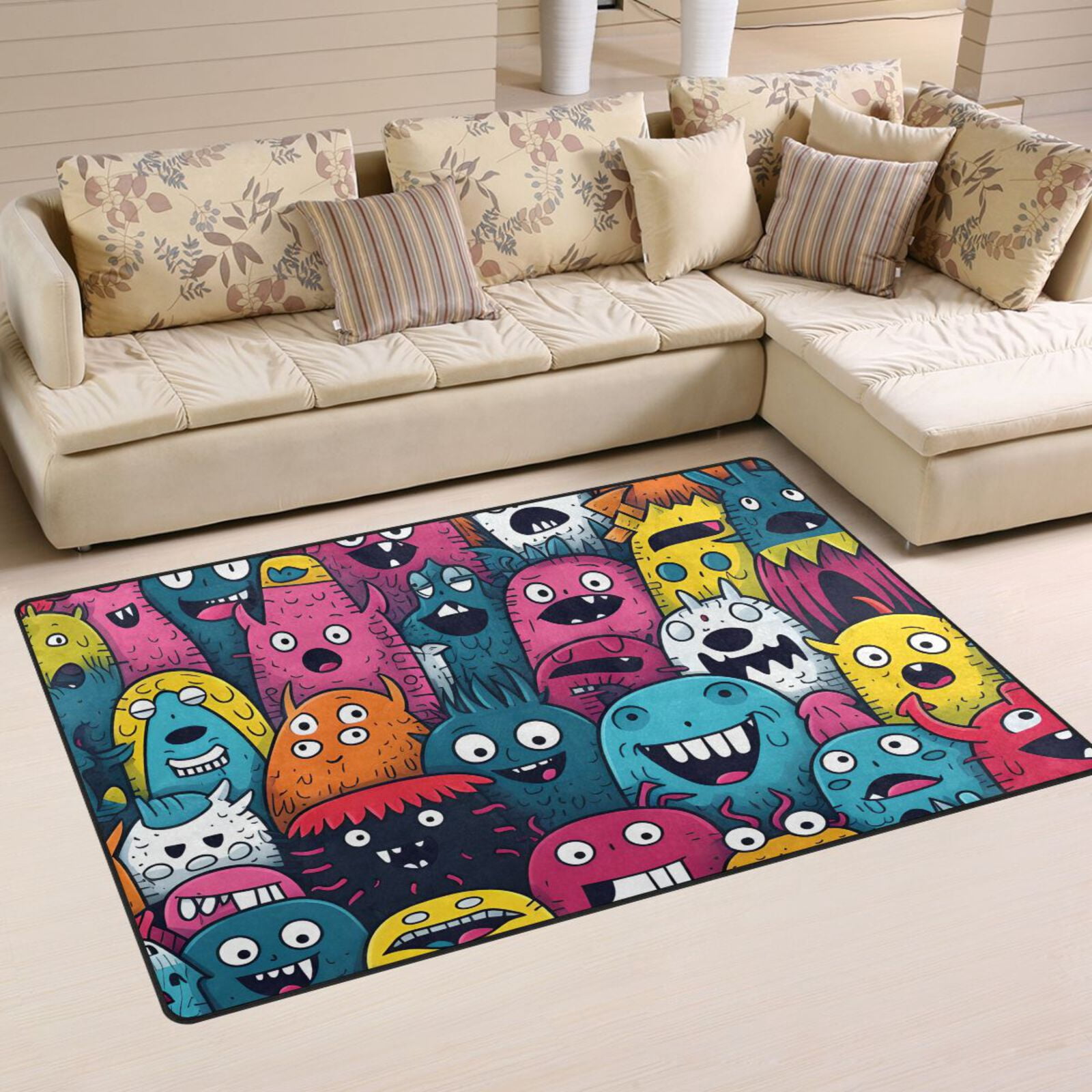 Monsters Colorful Area Rug Washable Floor Carpet Mat 60 x 39 inch