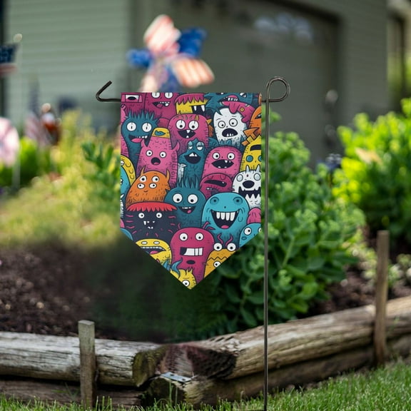 Monsters Colorful Garden Flag 18" x 12.5" Double Sided Yard Lawn Outdoor Decor Small Yard Flags