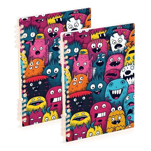 Monsters Colorful Ring Binder Notebook Journey Note Diary College Ruled Spiral Notebook Study Loose Leaf Paper A5 60 Pages