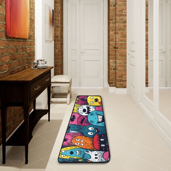 Monsters Colorful Runner Rug Ares Rug Non-Slip Laundry Rug 7224 inch Soft Washable for Bedroom Bathroom Kitchen Living Room