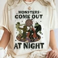 thumbnail image 1 of Monsters Come Out At Night T-Shirt, Halloween Disco Party Graphic Tee, Funny Halloween Shirt, Dancing Monster Halloween Tee, Horror Halloween Shirt, 1 of 5