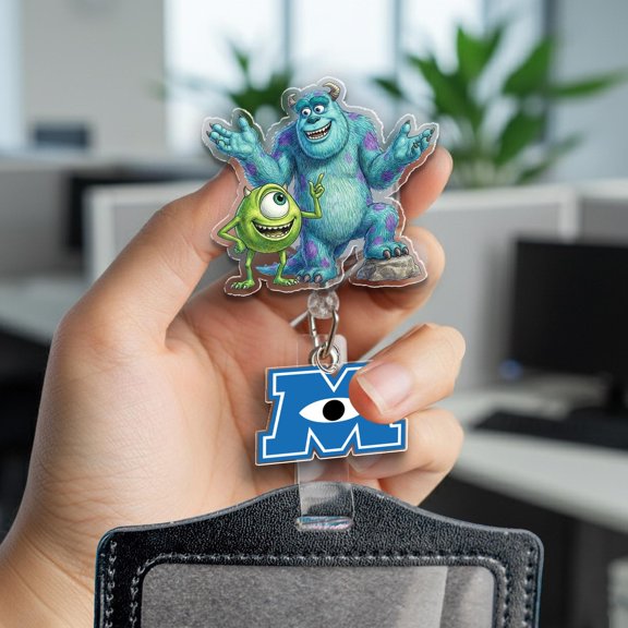Monsters Inc Badge Reel, Mike Sully Boo ID Clip, Monsters University Name Tag, Cute Pixar Badge Holder, Nurse Gift Idea AYAO17