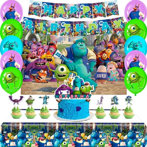 Monsters, Inc. Birthday Party Supplies,Monsters, Inc. Party Decorations Set-Monsters, Inc. Balloons Banners Cake Topper etc for Kids Monsters, Inc. Themed Birthday Party