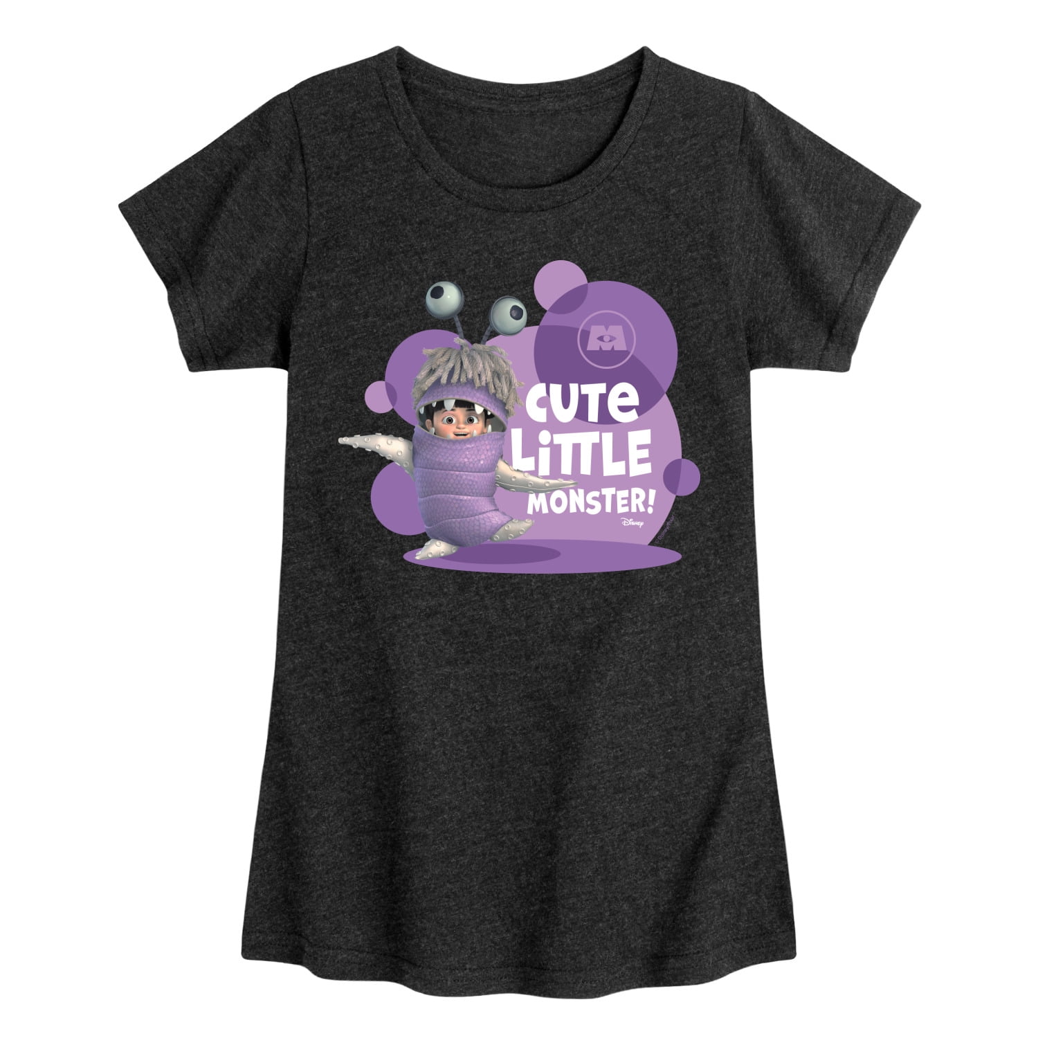 Girls' Disney Boo Cute Little Monster Fitted Short Sleeve Graphic T-Shirt - Heather Black - Large