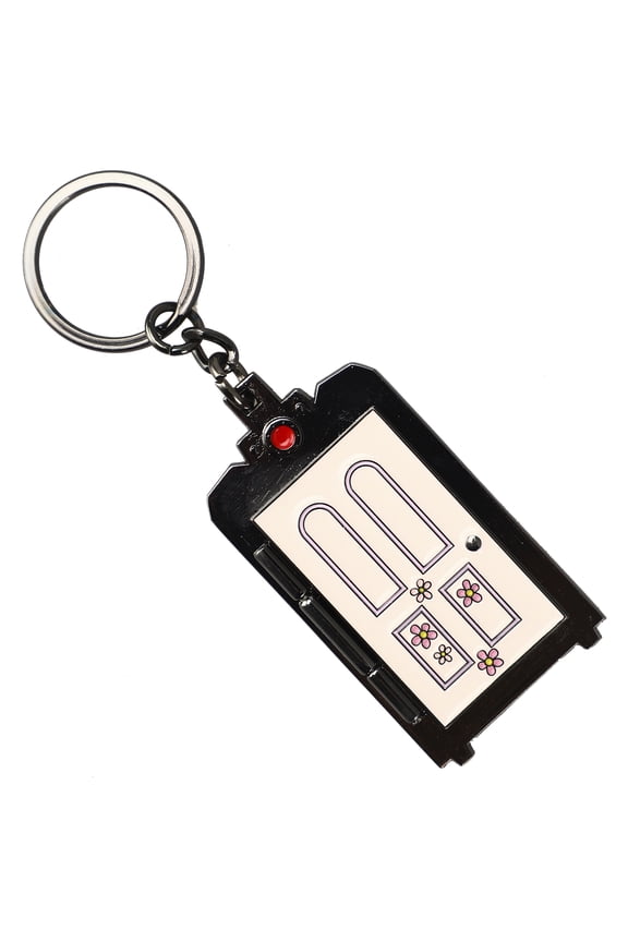 Monsters Inc. Boo's Door Keychain features Boo