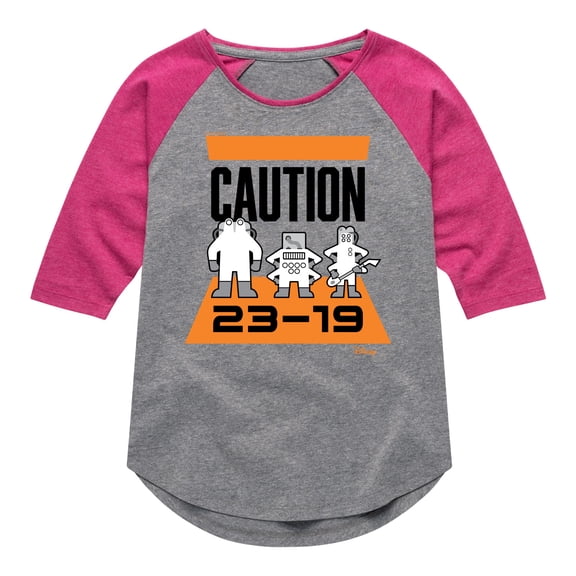 Monsters Inc. - Caution 2319 - Toddler & Youth Girls Raglan Graphic T-Shirt