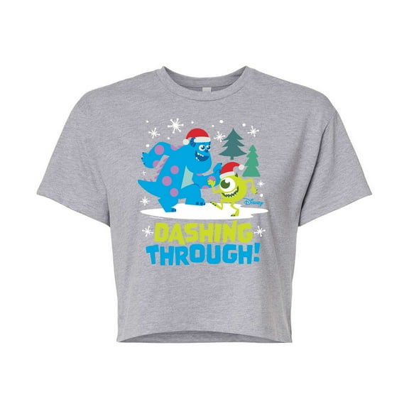 Monsters Inc - Dashing Through - Juniors Cropped Cotton Blend T-Shirt
