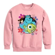 DISNEY Monsters Inc. - Floral Group - Toddler & Youth Crewneck Fleece Sweatshirt