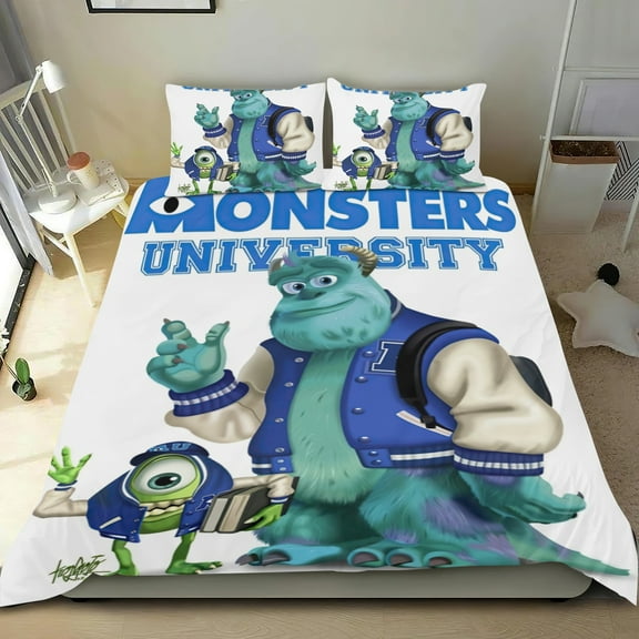 Monsters, Inc. Franchise Themed Bed Sheet Set Three Piece Set 53x79 In ches Comfortable And Skin Friendly Unique Design Creating A Star Studded Night Home Decor Gifts For Family Friends fans