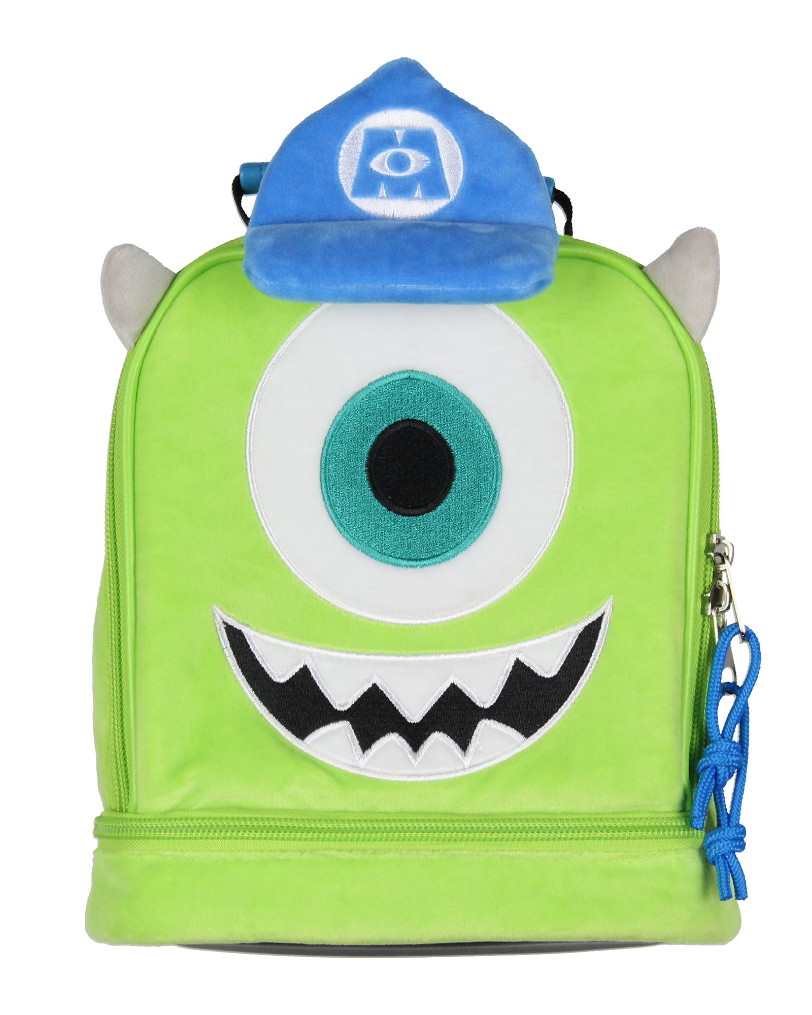 Monsters Inc Lunch Box Mike Wazowski Plush Fuzzy Embroidered Face 3D Ears and Hat Insulated Lunch Bag Tote For Hot And Cold Food
