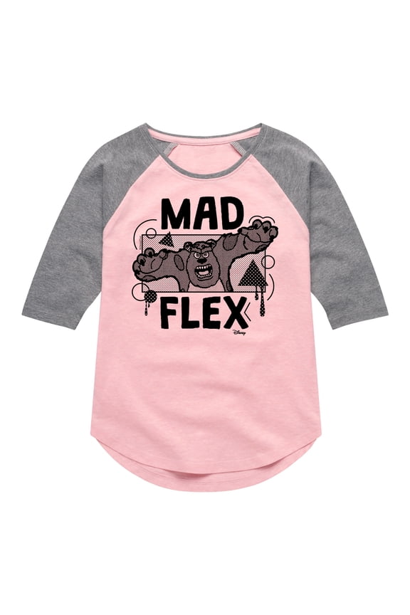 Monsters Inc. - Mad Flex Sully - Toddler & Youth Girls Raglan Graphic T-Shirt