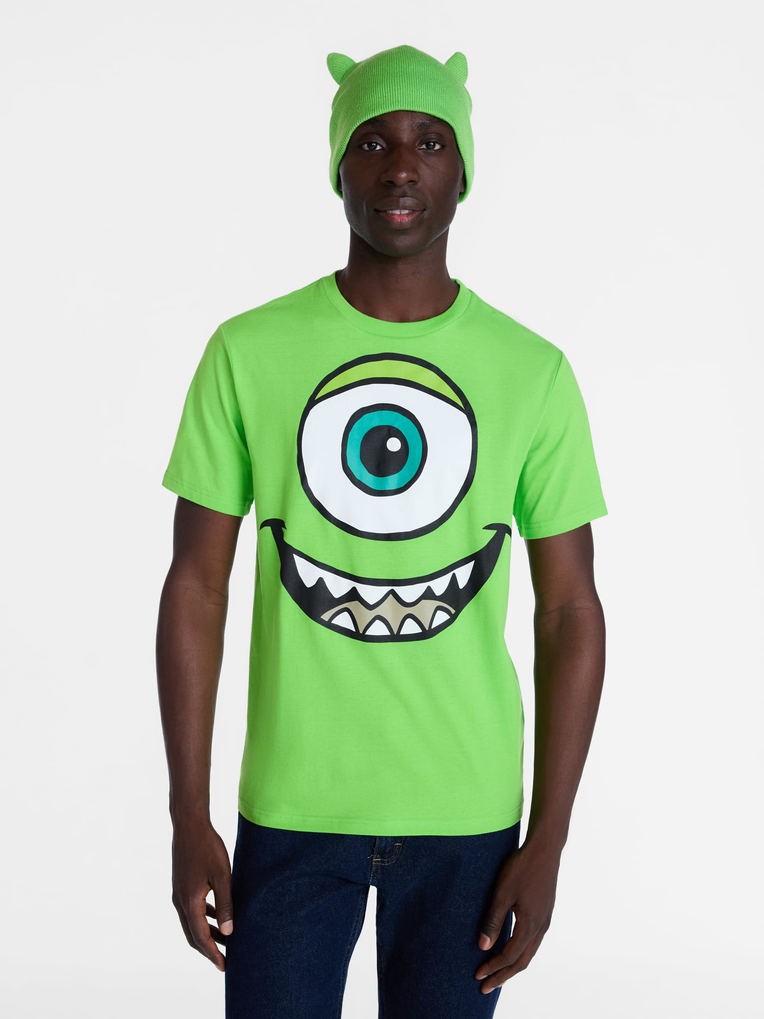 Monsters Inc. Men’s Mike Wazowski Cosplay Graphic Tee and Beanie Set, 2 Piece, Sizes XS-3XL