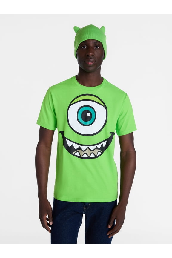 Men’s Mike Wazowski Cosplay Graphic Tee and Beanie Set, 2 Piece, Sizes XS-3XL