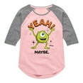 thumbnail image 1 of Monsters Inc. - Mike Yeah Maybe - Toddler & Youth Girls Raglan Graphic T-Shirt, 1 of 5