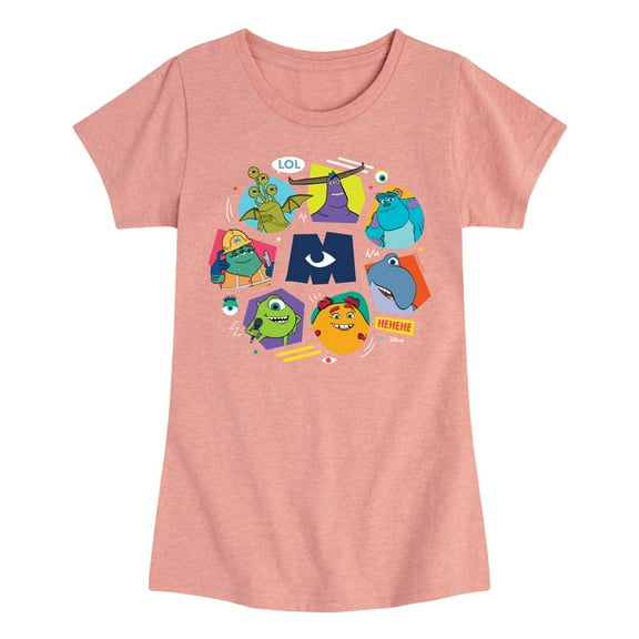Monsters Inc. - Monster Character Circle - Toddler & Youth Girls Short Sleeve Graphic T-Shirt