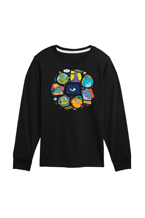 - Monster Character Circle - Toddler & Youth Long Sleeve Graphic T-Shirt