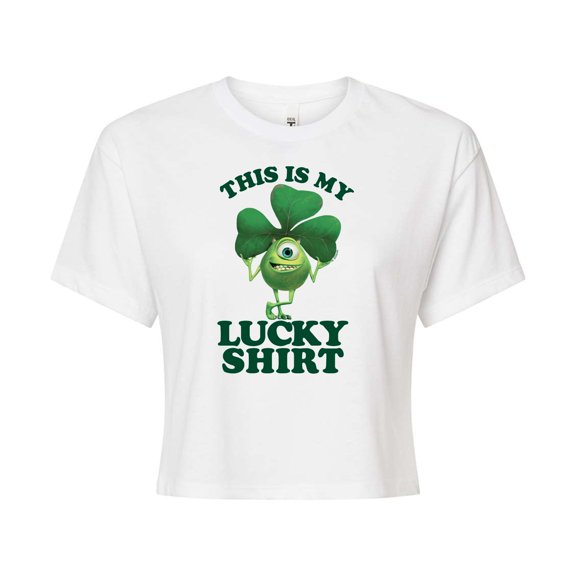 Monsters Inc - My Lucky Shirt - Juniors Cropped Cotton Blend T-Shirt
