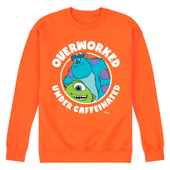 Monsters Inc. - Overworked Under Caffeinated - Men's Crew Neck Fleece Pullover