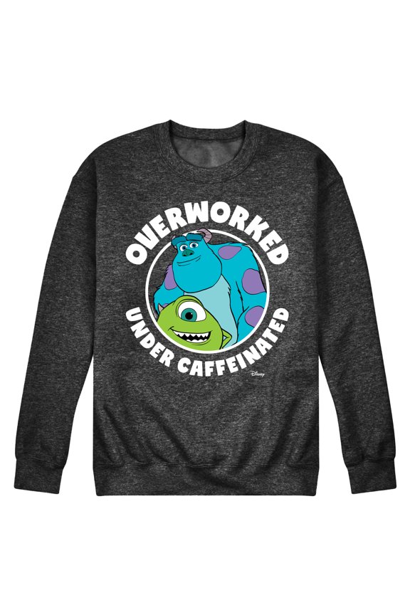 - Overworked Under Caffeinated - Men's Crew Neck Fleece Pullover