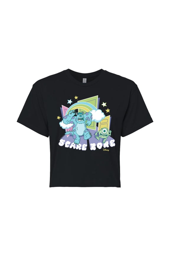 Monsters Inc. - Scare Zone In The Clouds - Juniors Cropped Cotton Blend T-Shirt