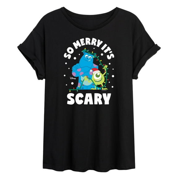 Monsters Inc - So Merry Its Scary  - Juniors Ideal Flowy Muscle T-Shirt