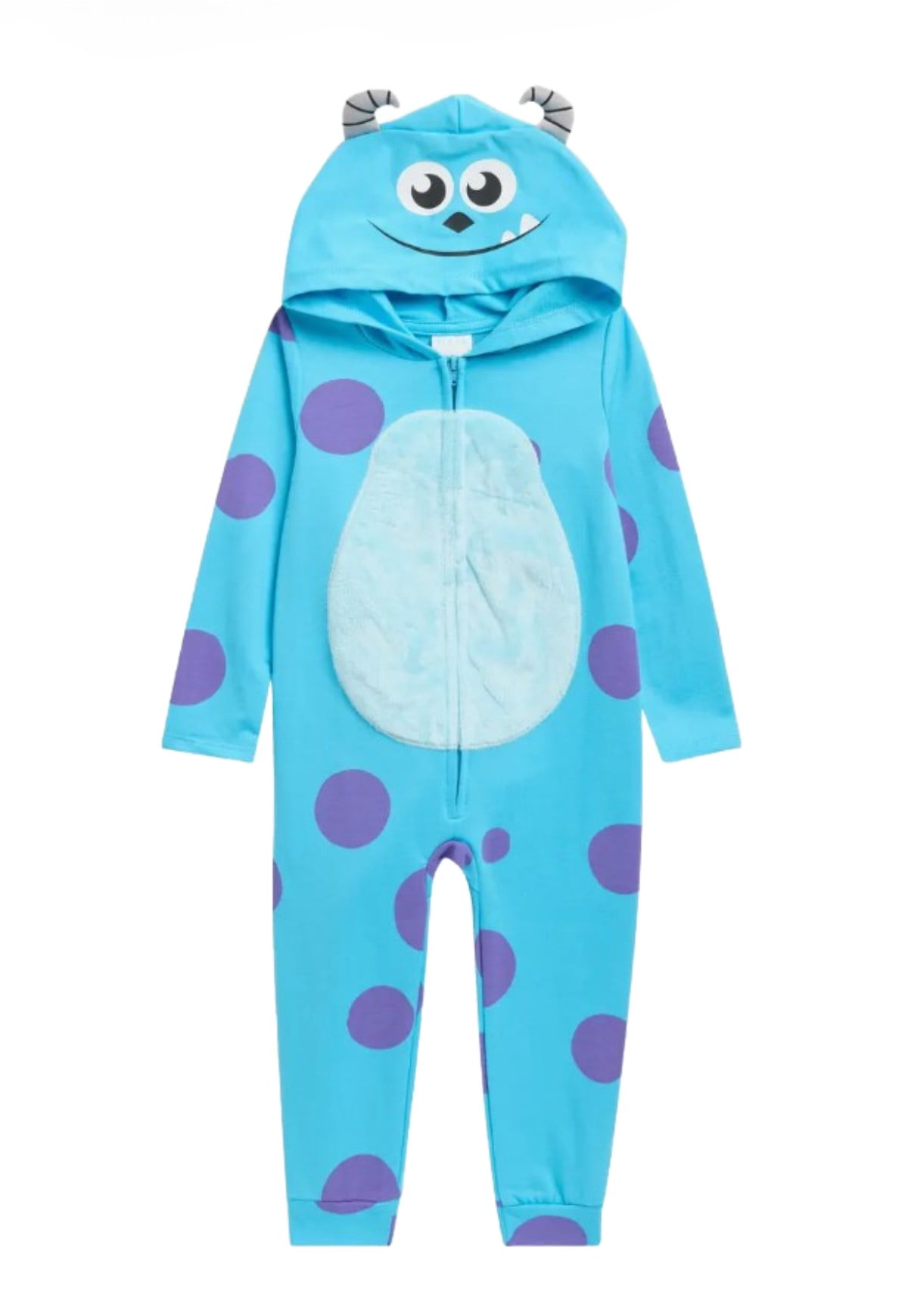 Monsters Inc. Sulley Toddler Kids One-Piece Costume Pajama, Hooded Romper, Size 3T