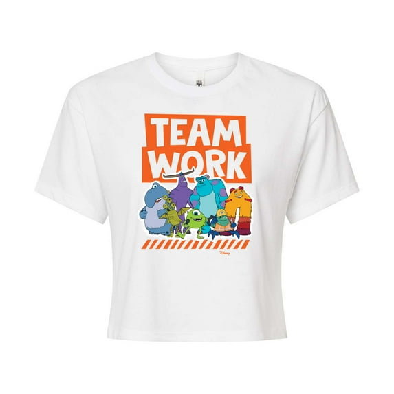 Monsters Inc. - Teamwork - Juniors Cropped Cotton Blend T-Shirt
