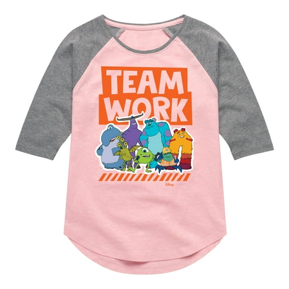 Monsters Inc. - Teamwork - Toddler & Youth Girls Raglan Graphic T-Shirt