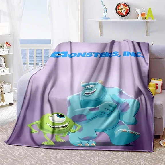 Monsters Inc Throw Blanket, Flannel Cute Monsters Inc House Themed Stuffed Soft Nap Throw Blanket for Home Decor Gifts