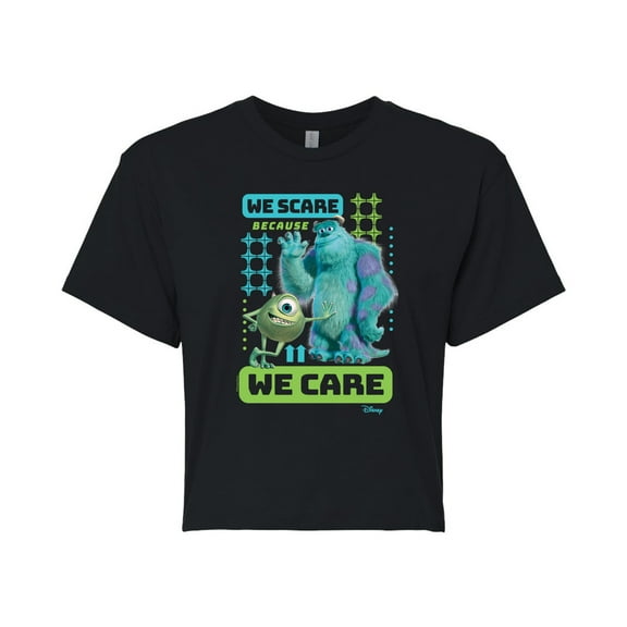Monsters Inc. - We Scare Because We Care  - Juniors Cropped Cotton Blend T-Shirt