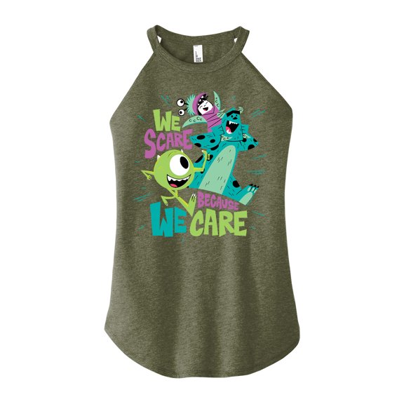 Monsters Inc - We Scare Because We Care - Juniors High Neck Tank Top