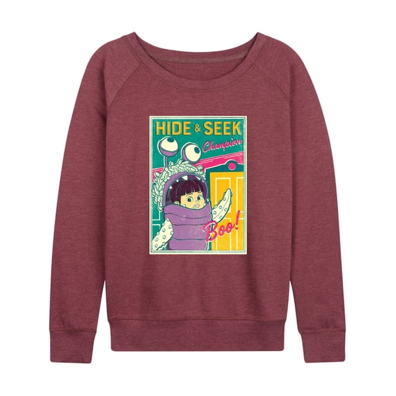 Monsters, Inc. - Women's Lightweight French Terry Wide Neck Long Sleeve Graphic Shirt