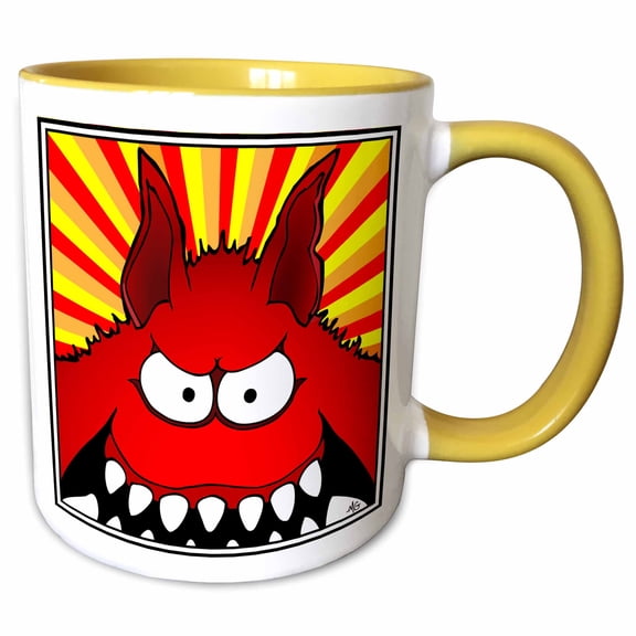 3drose, Monsters Monster Face 23 Framed, 15oz Two-tone Yellow Mug