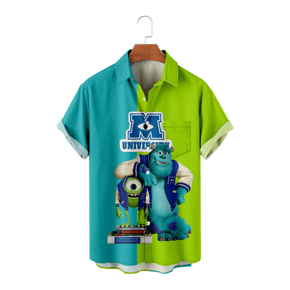 Monsters University Adult's Shirt Novelty Short Sleeve Animation Print Top for Adult for Sports and Travel