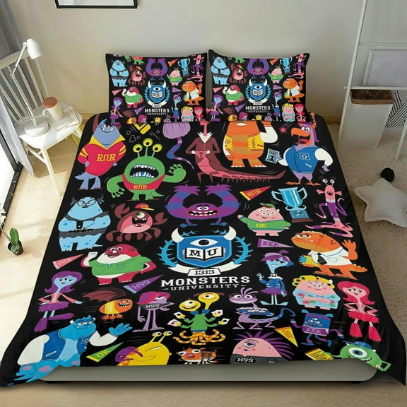 Monsters University Themed Bed Sheet Set Three Piece Set 53x79 Inches Comfortable And Skin Friendly Unique Design Creating A Star Studded Night