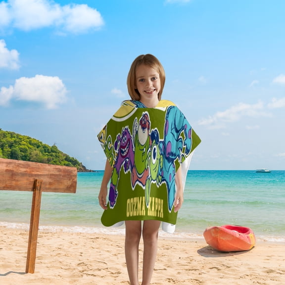Monsters University Toddler Hooded Beach Towel Coverup Cape Kids 100% Cotton Soft Quick Dry Absorbent Use for Swim Pool Bath Poncho Towels for Children ONE SIZE