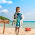 thumbnail interactive-video image 1 of Frozen Elsa Hooded Bathrobe Poncho Towel For Kids – 120x60 Cm 100% Cotton (Blue) 1 of 4