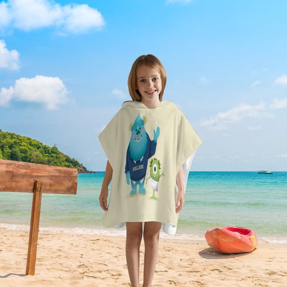 Monsters University Toddler Hooded Beach Towel Coverup Cape Kids 100% Cotton Soft Quick Dry Absorbent Use for Swim Pool Bath Poncho Towels for Children ONE SIZE
