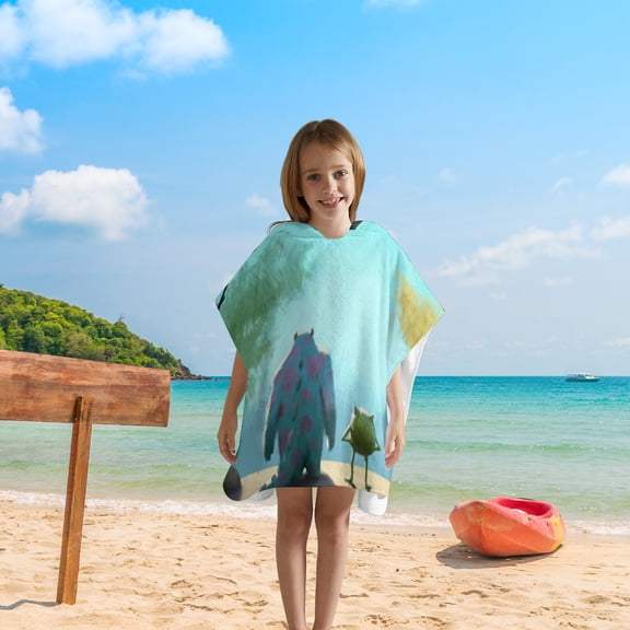 Monsters University Toddler Hooded Beach Towel Coverup Cape Kids 100% Cotton Soft Quick Dry Absorbent Use for Swim Pool Bath Poncho Towels for Children ONE SIZE