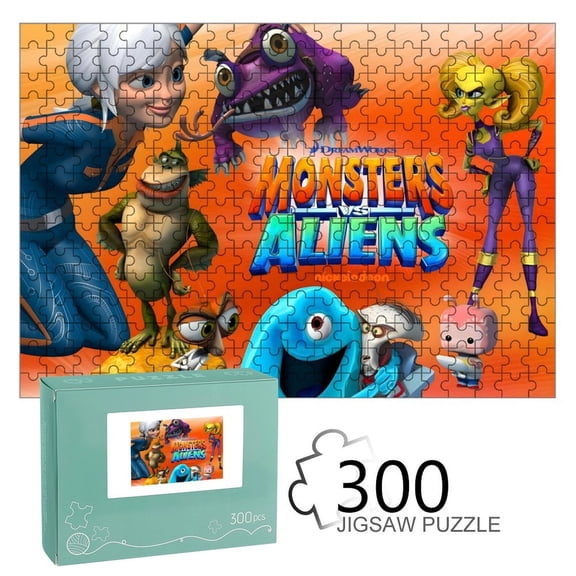 Monsters Vs. Aliens-themed Wooden jigsaw Puzzle for home Decoration or gift for fans friend,family.300pc