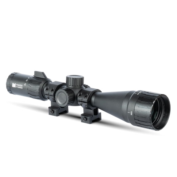 Monstrum Panzer 4-12x44 Scope with AO Adjustable Objective and Offset Scope Mount | FMR1 Reticle