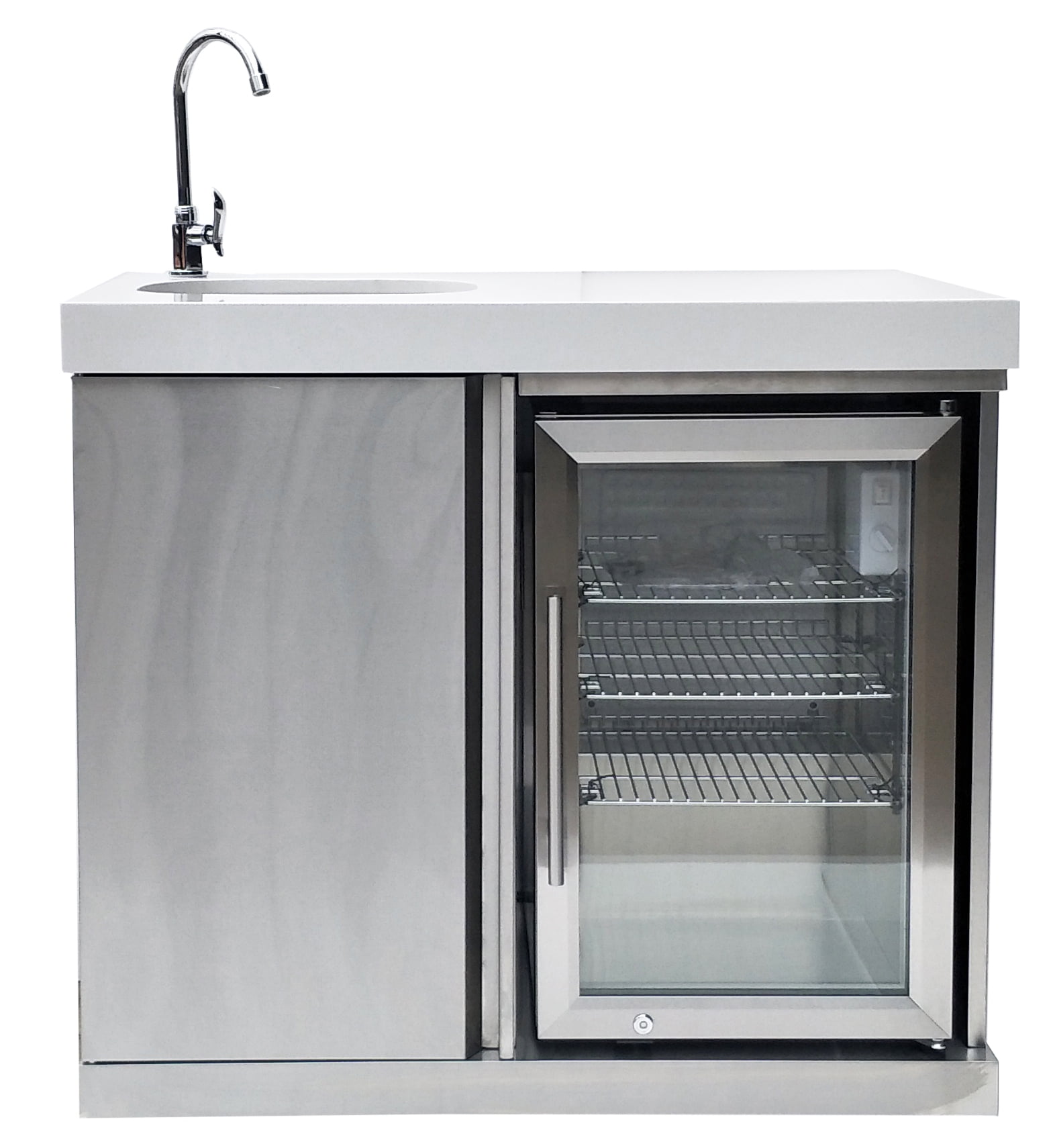 Stainless Steel Compact Undercounter Beverage Center with Glass Door