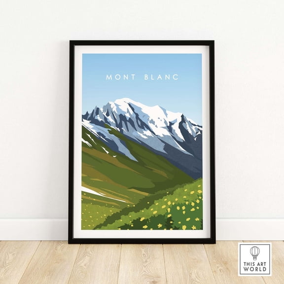 Mont Blanc Alpine Mountain Vintage Travel Wall Art Poster Decor