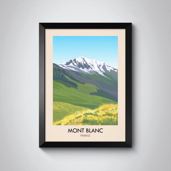 Mont Blanc France Wall Art Print With Alpine Mountain Travel Decor