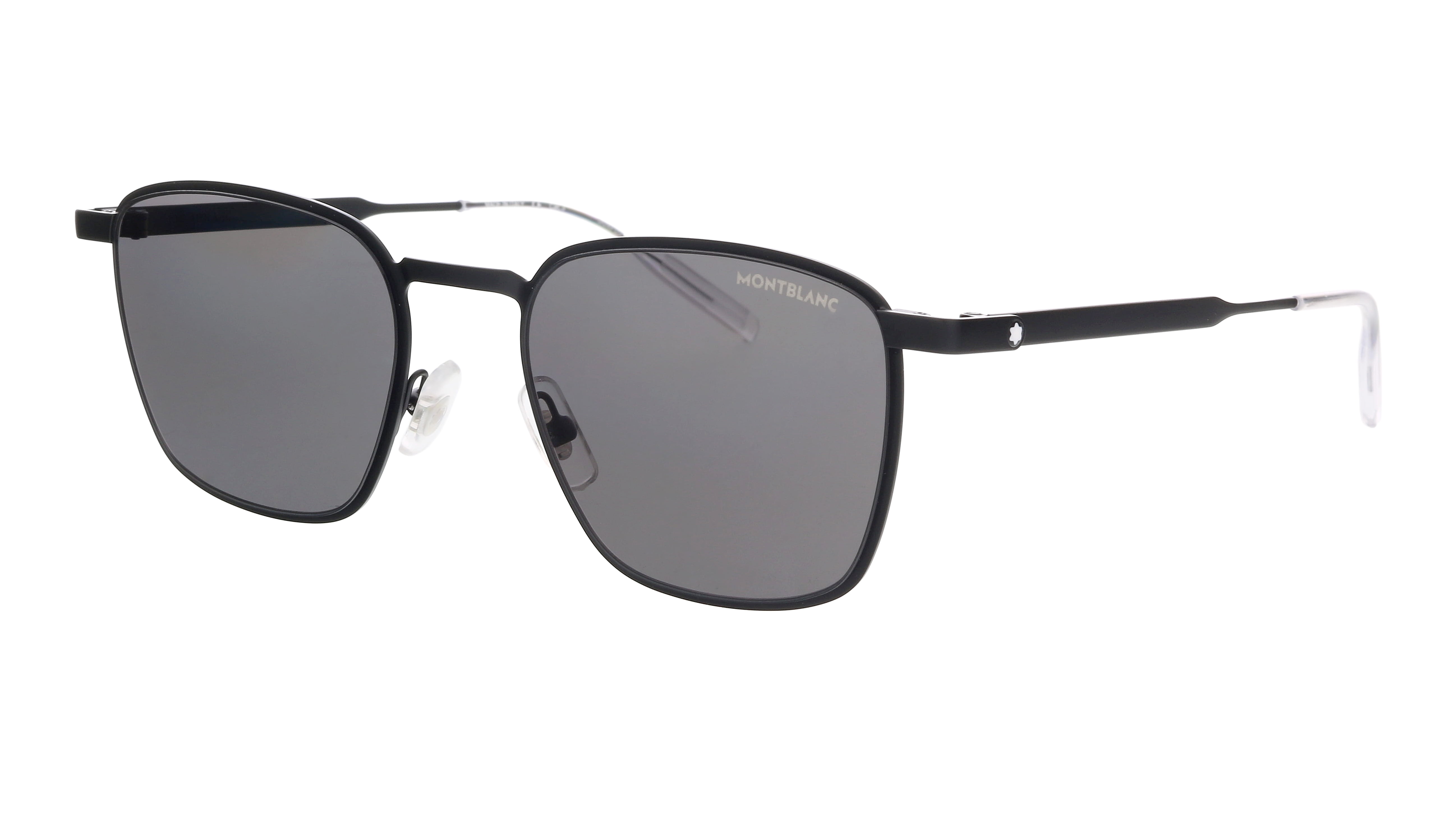 Mont Blanc MB 0145S Metal Unisex Rectangle Sunglasses Black 