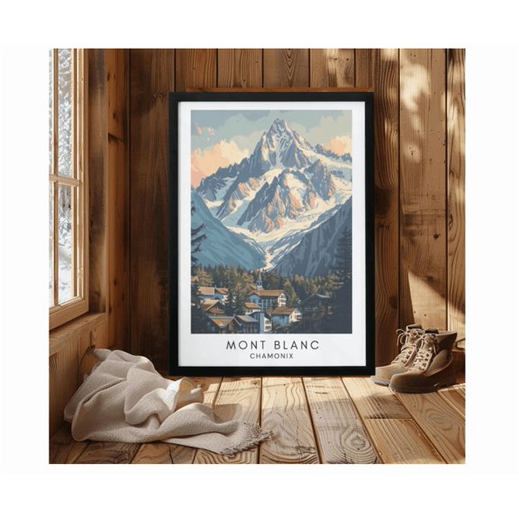 Mont Blanc Poster Alpine Mountain Poster Adventure Wall Art
