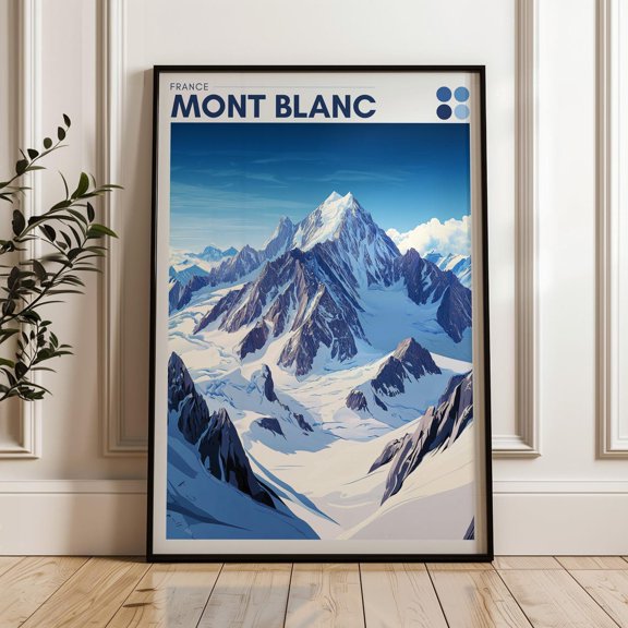 Mont Blanc Travel Poster: French Alps Illustration Art Print