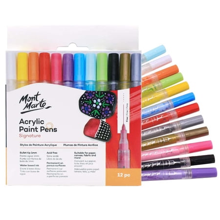 Mont Marte Acrylic Paint Pens Fine Tip 12Pc