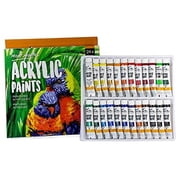Mont Marte Acrylic Paint Set 24 Colours 12ml, Perfect for Canvas, Wood, Fabric, Leather, Cardboard, Paper, MDF and Crafts 24 Bright Colours 12 ML, 1 Pack